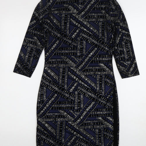 DOLLS Paris Women's Black Blue Bodycon Dress Size 10