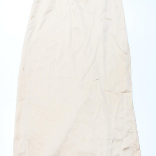 PrettyLittleThing Women's Beige Halter Dress Size 8