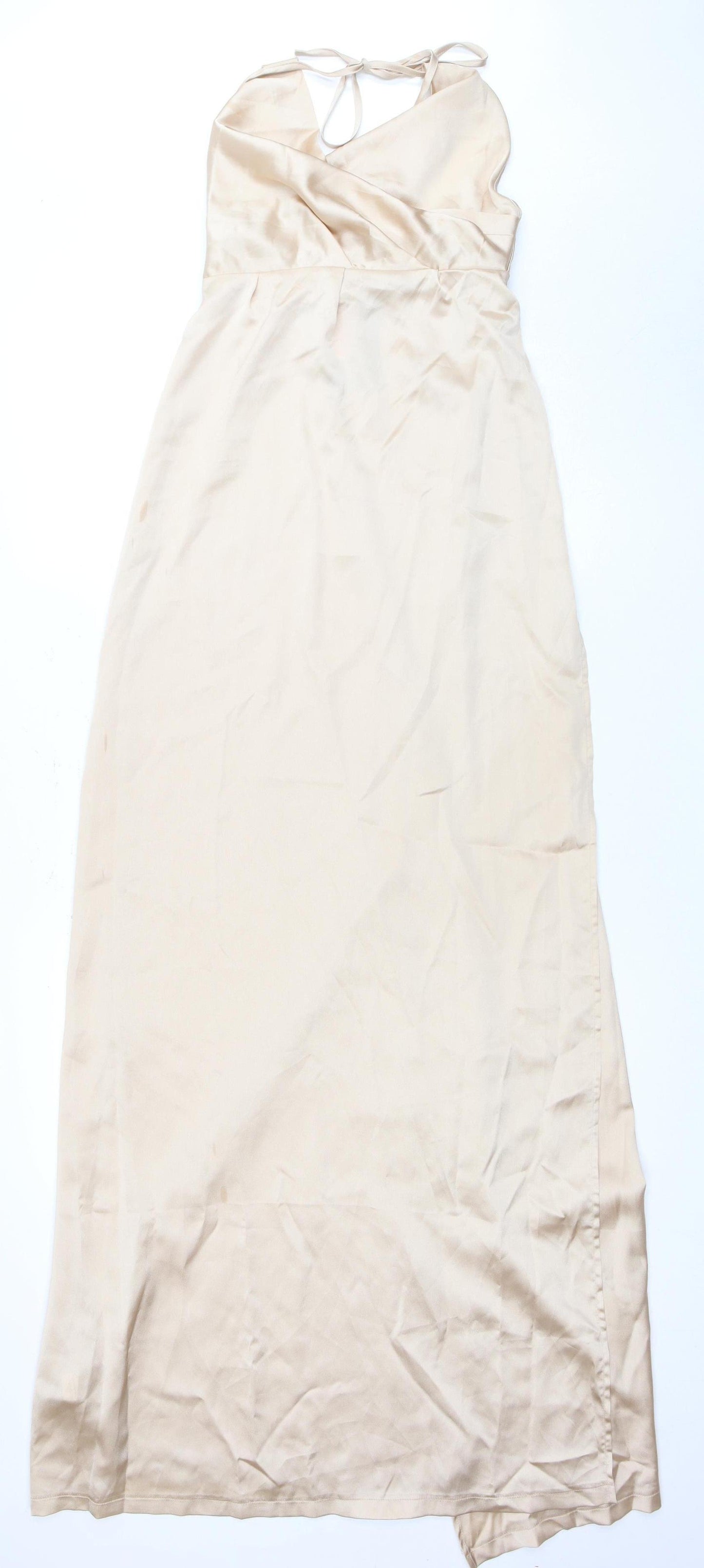 PrettyLittleThing Women's Beige Halter Dress Size 8