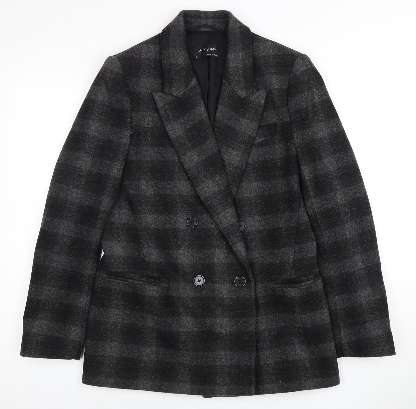 Marks and Spencer Women’s Black Double-Breasted Blazer, Size 8