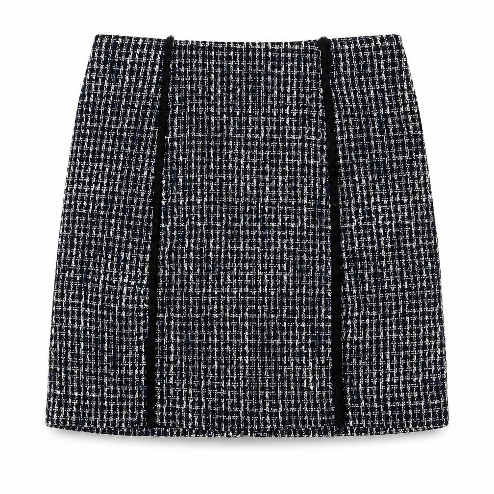 Front view of Warehouse Women's Multicoloured Check Pencil Skirt, size 8