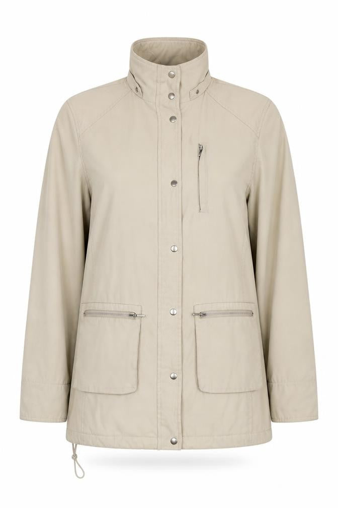 Front view of Nuage Beige Women's Mid-Length Basic Jacket -, size 12