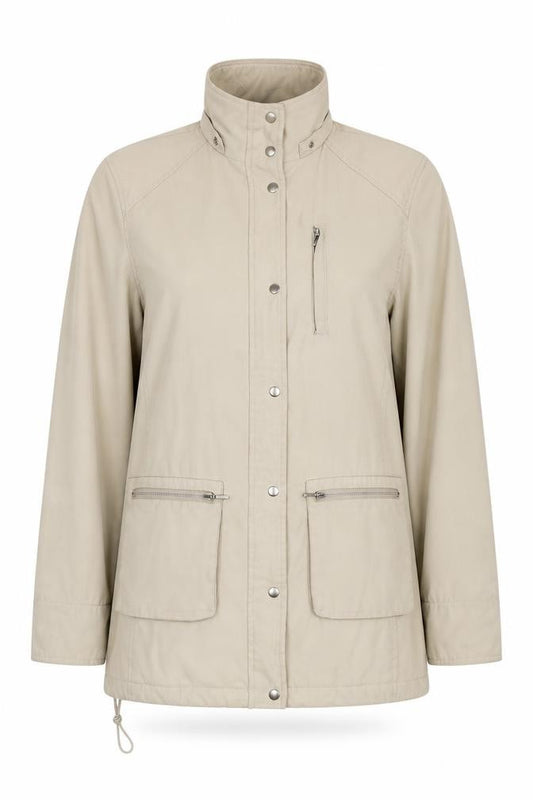 Front view of Nuage Beige Women's Mid-Length Basic Jacket -, size 12