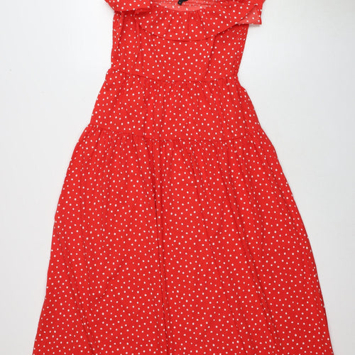 Vero Moda Women's Red A-Line Polka Dot Dress M