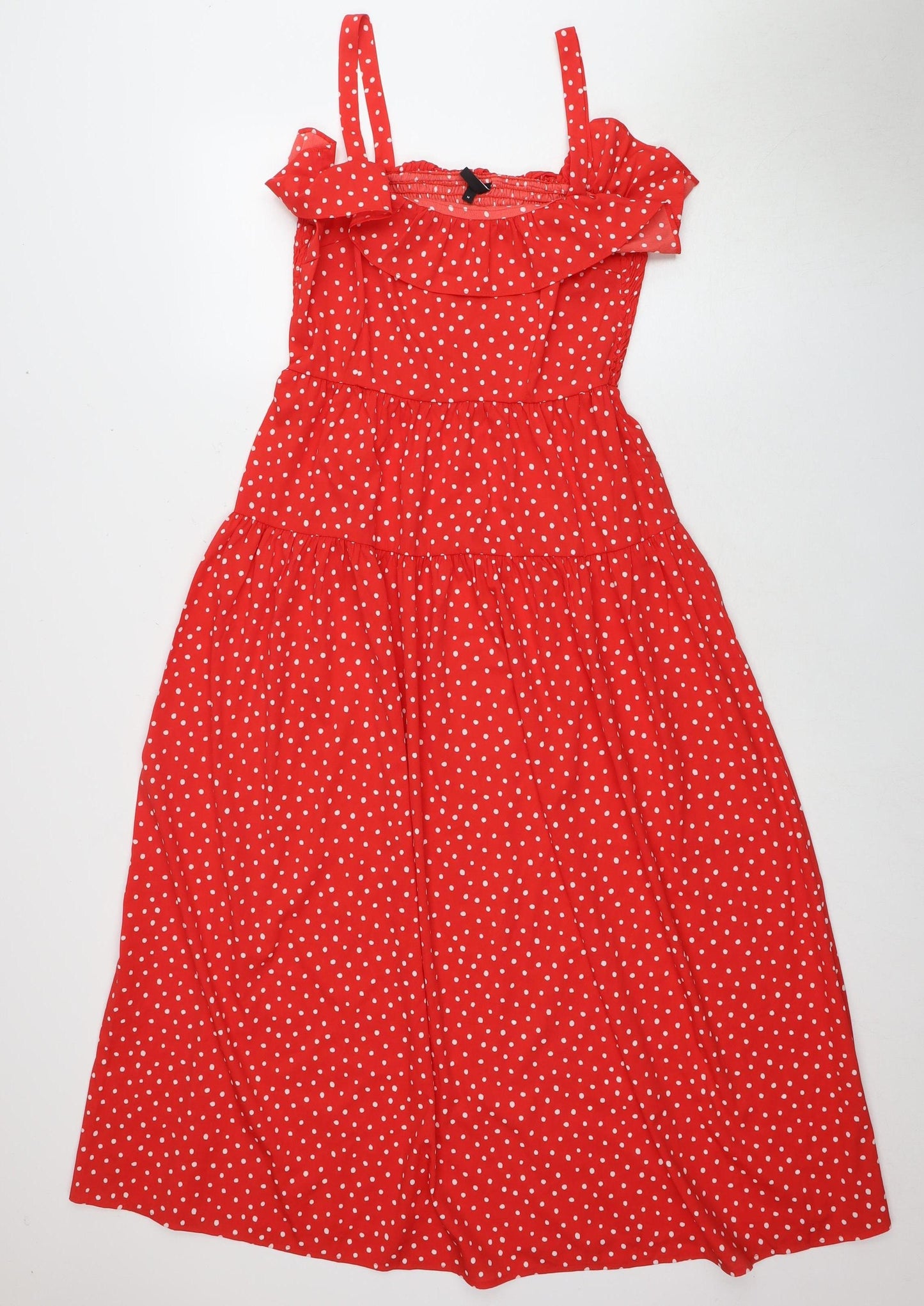 Vero Moda Women's Red A-Line Polka Dot Dress M
