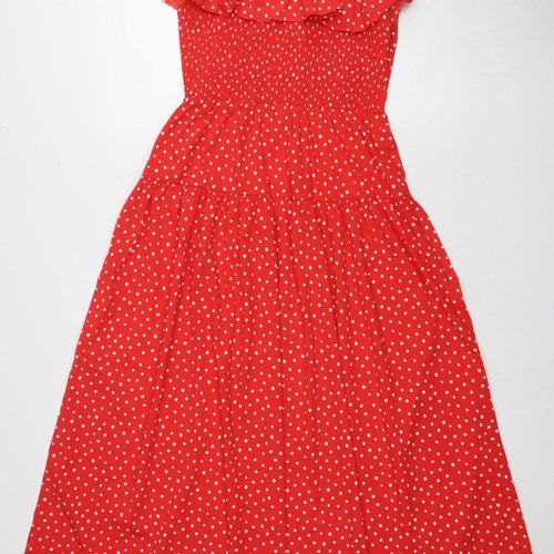 Vero Moda Women's Red A-Line Polka Dot Dress M