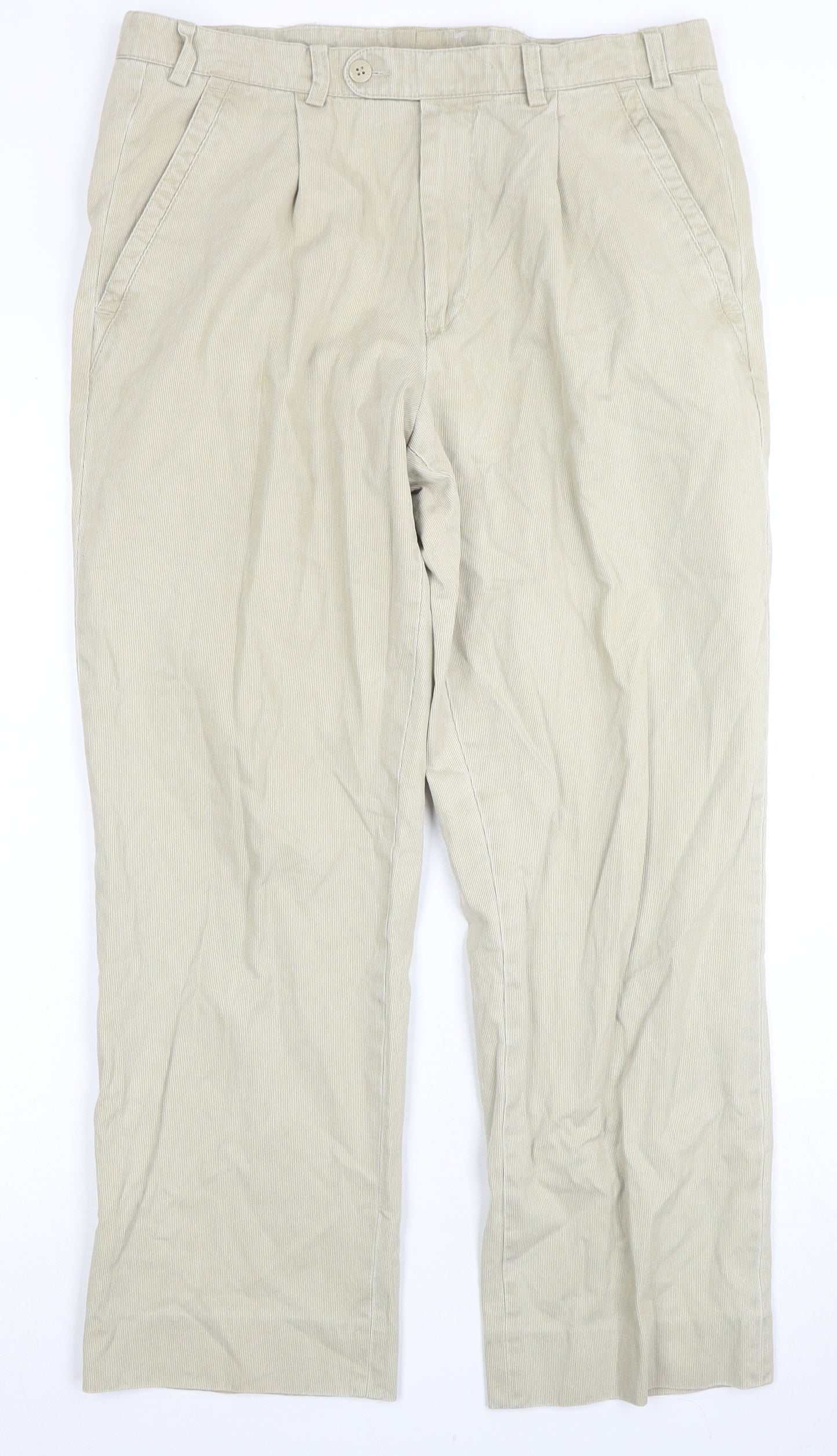 Wolsey Men's Beige Trousers Size 32 Pleated Cotton