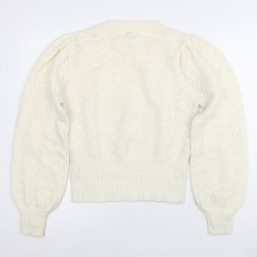 Warehouse Ivory Jewel Accent Women's Small Jumper