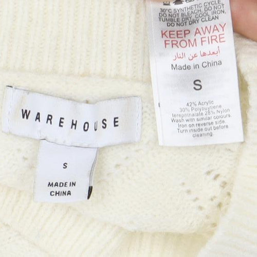 Warehouse Ivory Jewel Accent Women's Small Jumper