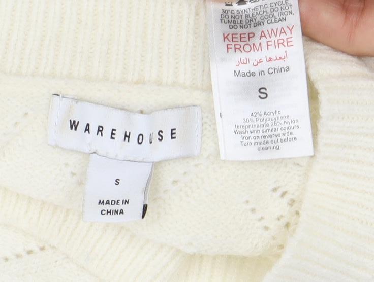 Warehouse Ivory Jewel Accent Women's Small Jumper