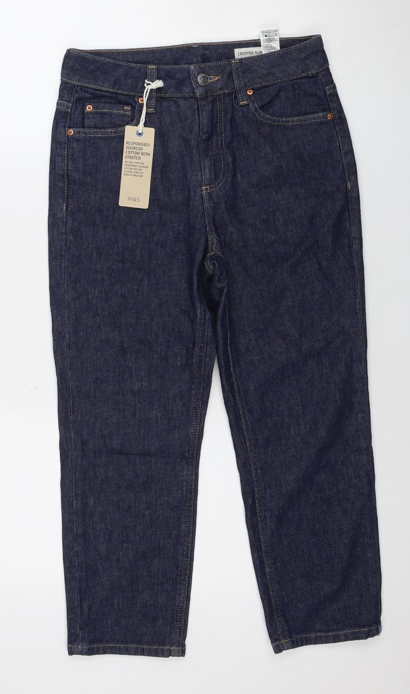 Marks and Spencer Women's Blue Cropped Slim Jeans Size 8