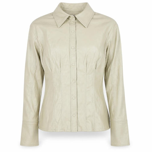 Front view of Zara Women's Beige Jacket, size S, Button Up