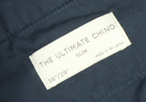 Marks and Spencer Men's Slim Fit Chinos, 36 Waist, Navy Blue