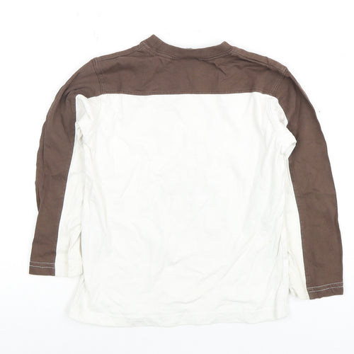 Disney Mickey Mouse Boys T-Shirt Long Sleeve Size 10 Brown/White