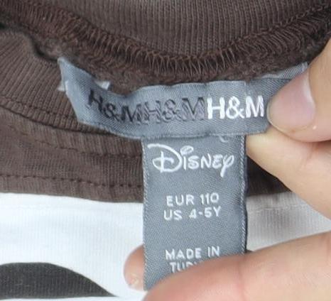 Disney Mickey Mouse Boys T-Shirt Long Sleeve Size 10 Brown/White