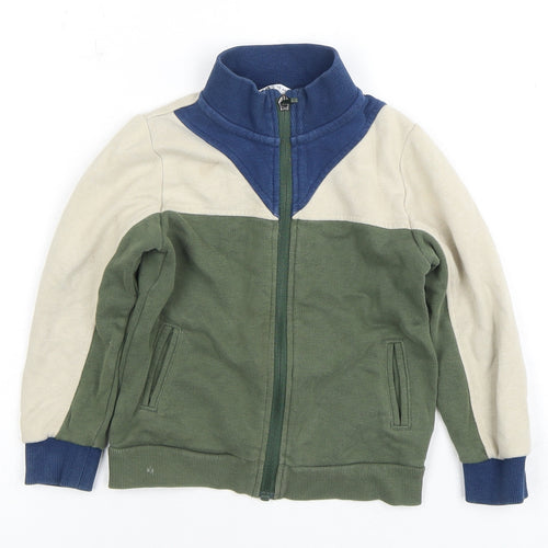 Marks and Spencer Boys Green Full Zip Colourblock Hoodie 2-3 Years