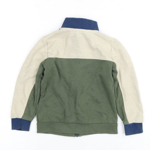 Marks and Spencer Boys Green Full Zip Colourblock Hoodie 2-3 Years