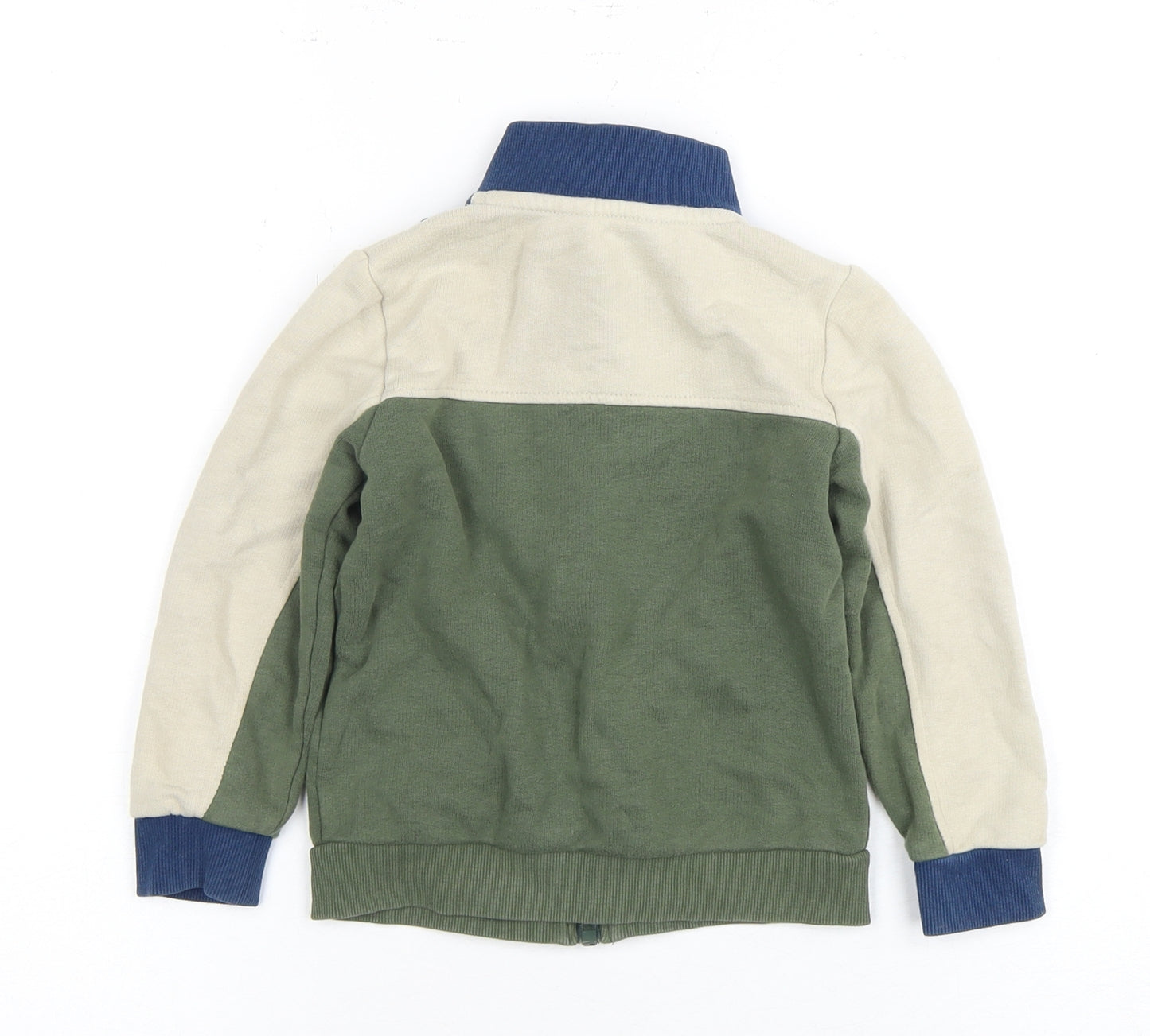 Marks and Spencer Boys Green Full Zip Colourblock Hoodie 2-3 Years