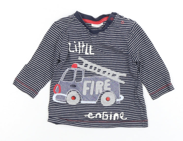 Next Boys Blue Striped Fire Engine Top, 3-6 Months
