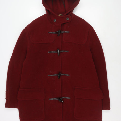 Gloverall Men's Red Wool Duffle Coat L Winter Hooded