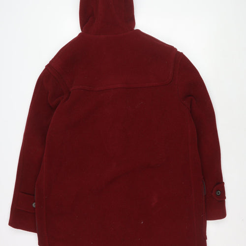 Gloverall Men's Red Wool Duffle Coat L Winter Hooded