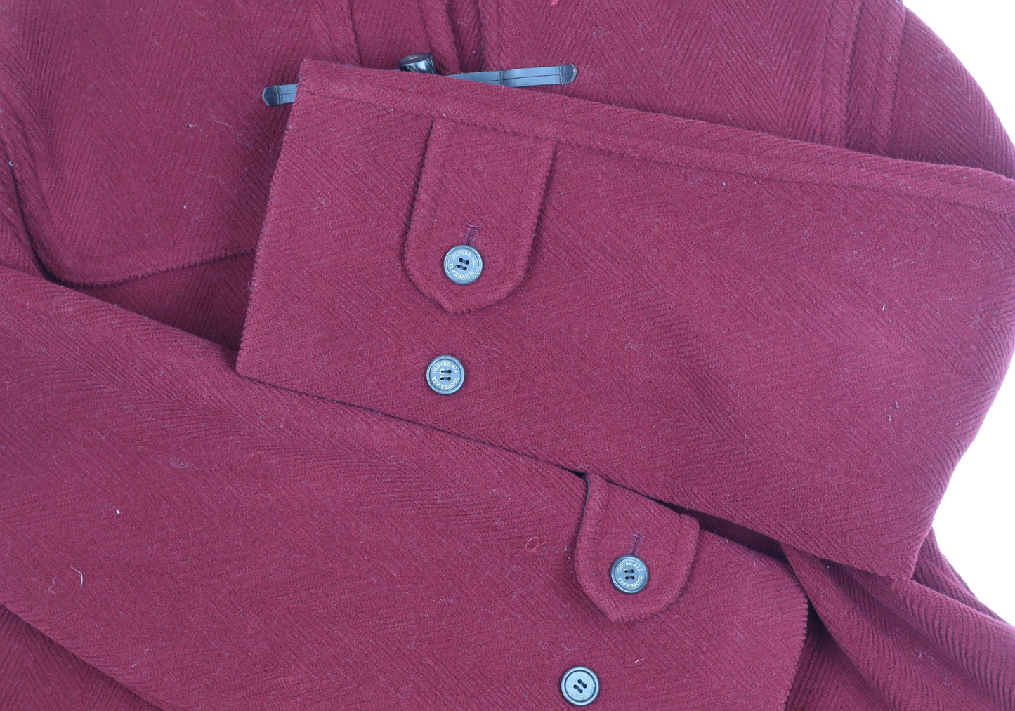 Gloverall Men's Red Wool Duffle Coat L Winter Hooded