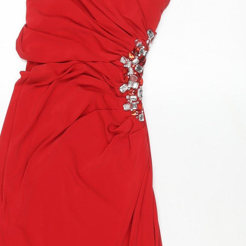 Jane Norman Women's Red One Shoulder Long Dress
