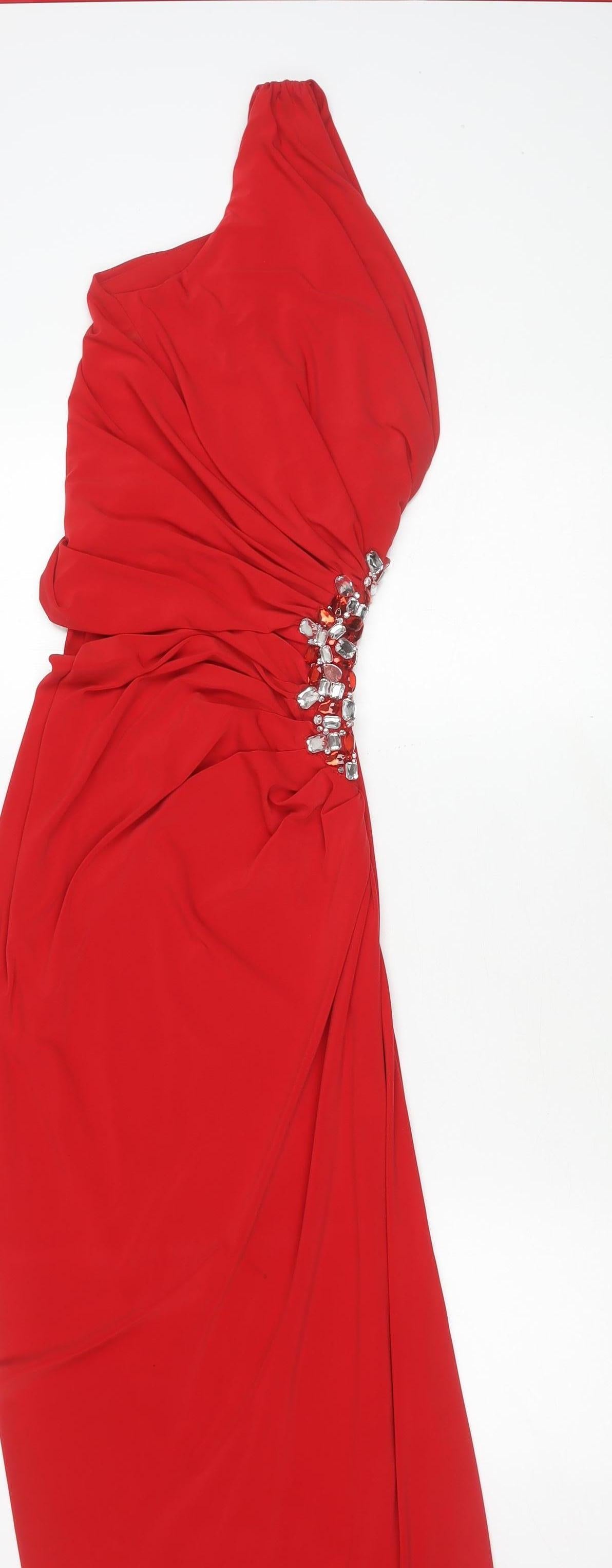 Jane Norman Women's Red One Shoulder Long Dress