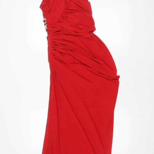 Jane Norman Women's Red One Shoulder Long Dress