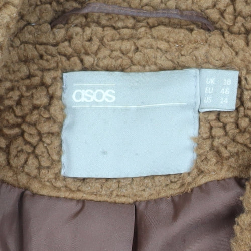ASOS Women's Brown Fleece Coat Size 18