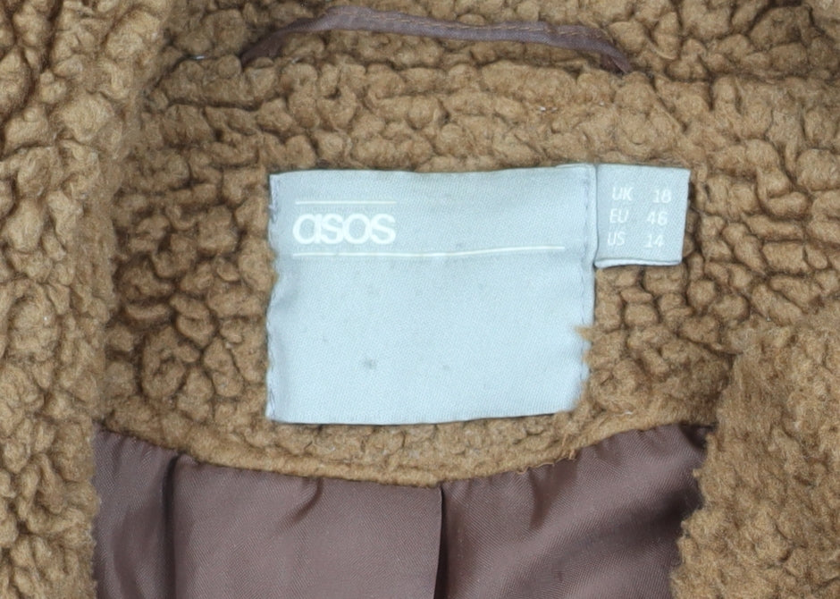 ASOS Women's Brown Fleece Coat Size 18