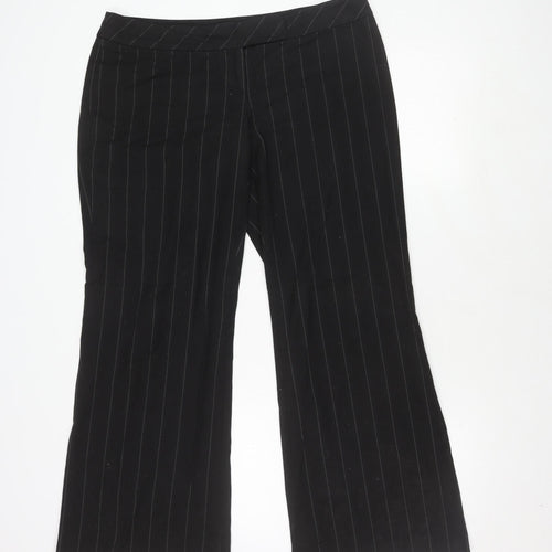 Oasis Women Black Stripe Trousers Size 16
