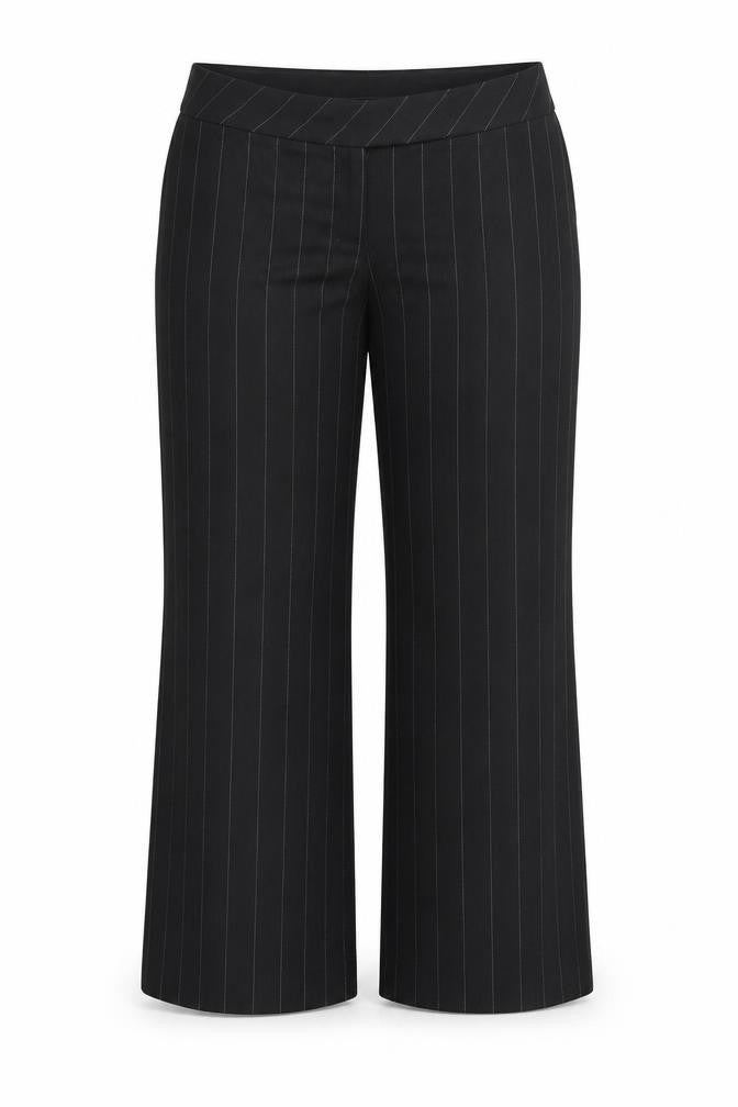 Front view of Oasis Women Black Stripe Trousers, size 16