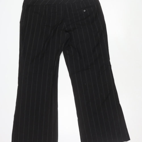 Oasis Women Black Stripe Trousers Size 16