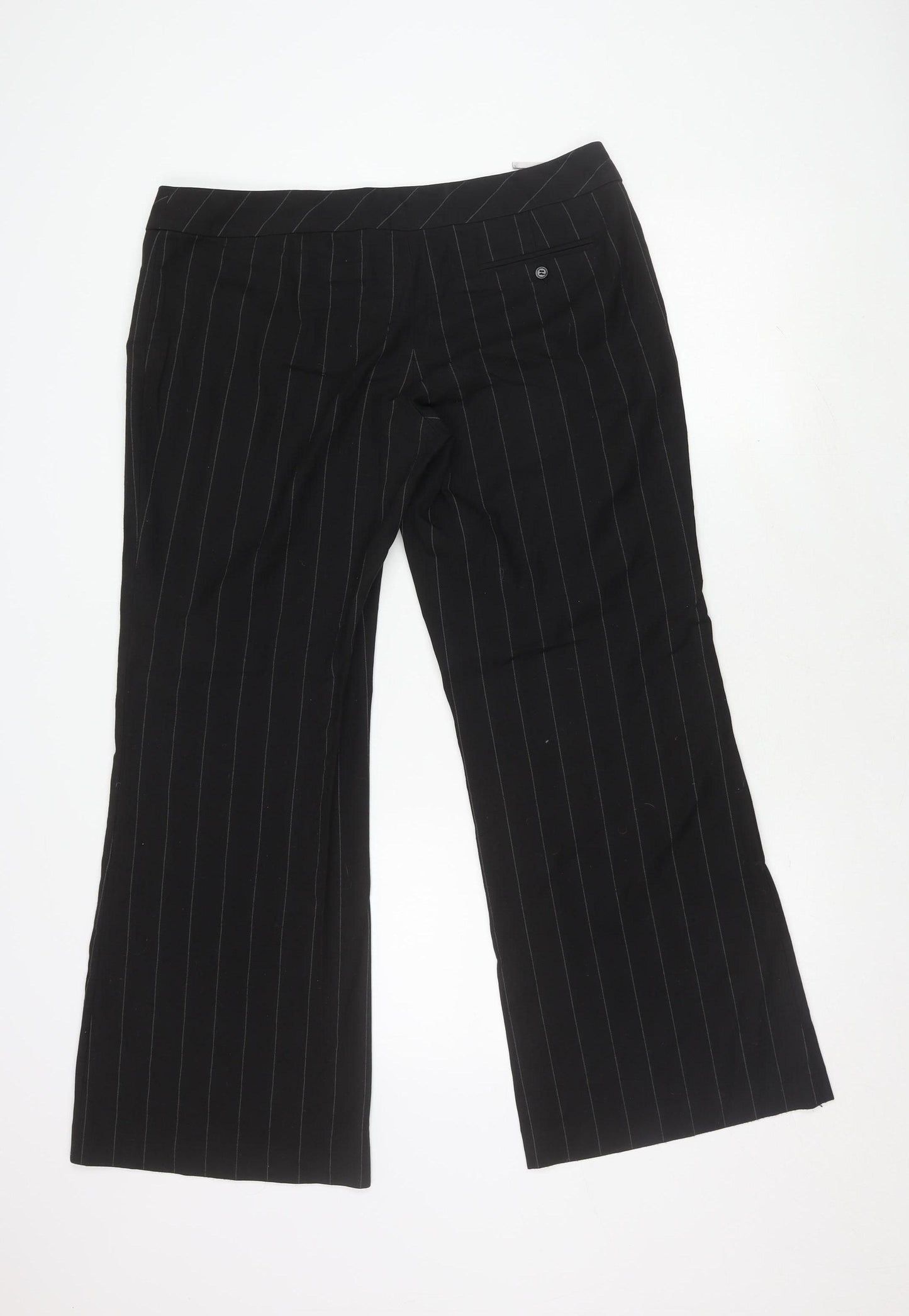 Oasis Women Black Stripe Trousers Size 16