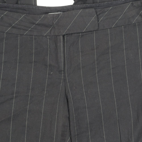 Oasis Women Black Stripe Trousers Size 16