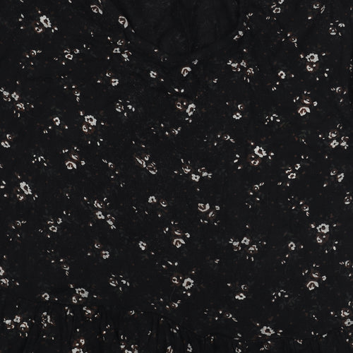Boohoo Women's Black Floral A-Line Dress Size 10