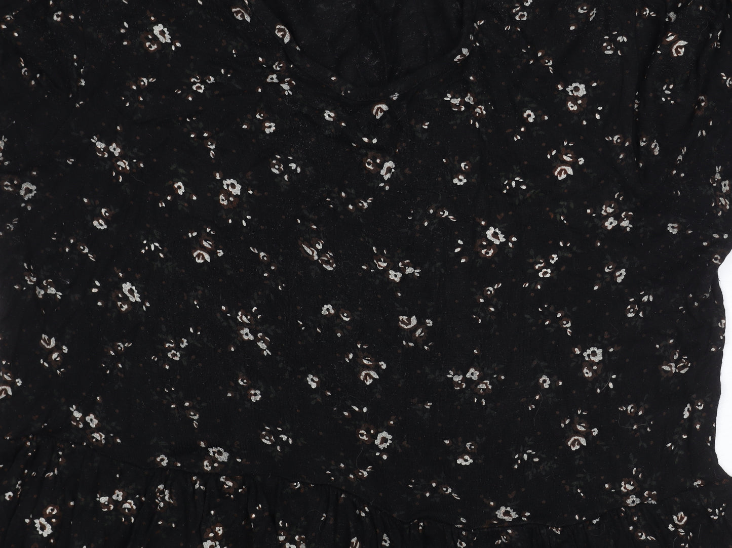 Boohoo Women's Black Floral A-Line Dress Size 10