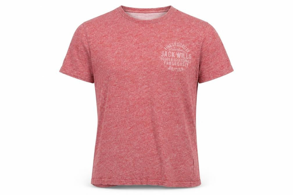 Front view of Jack Wills Men's Red Crew Neck T-Shirt, size S