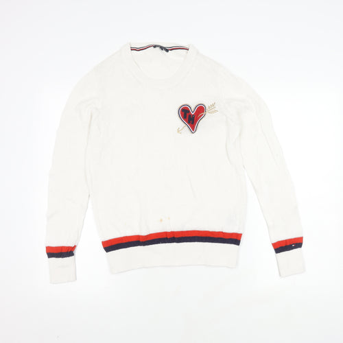 Tommy Hilfiger Women's White Pullover Jumper, Size L