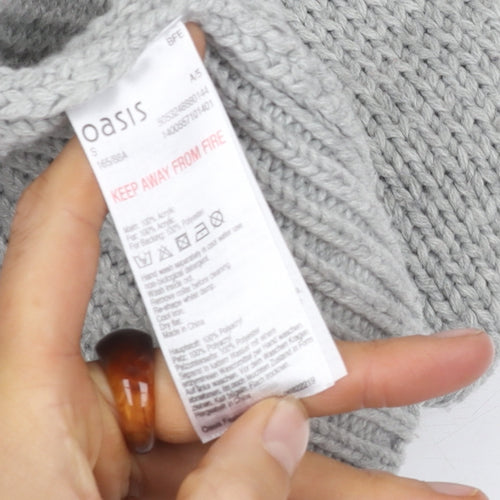 Oasis Women's Grey Cardigan S Long Sleeve V-Neck Knit