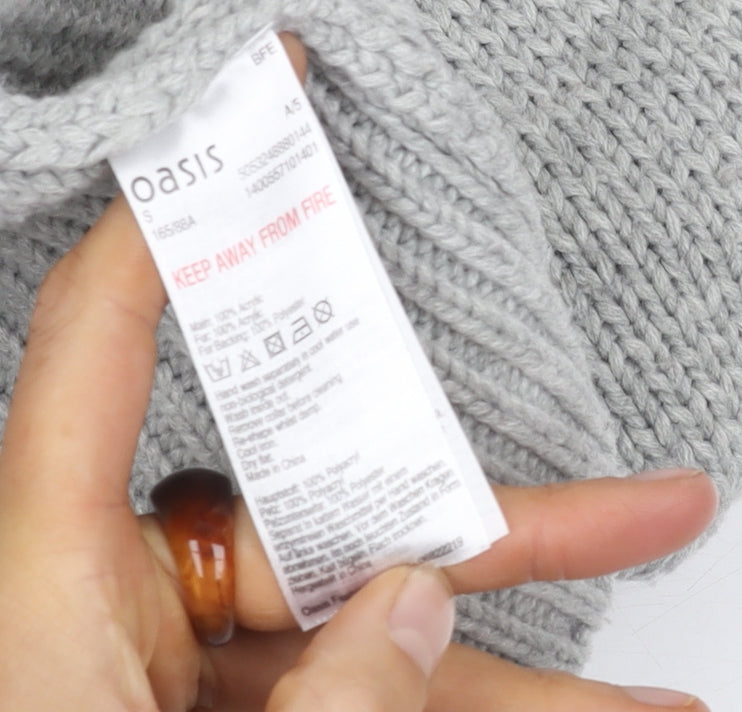 Oasis Women's Grey Cardigan S Long Sleeve V-Neck Knit