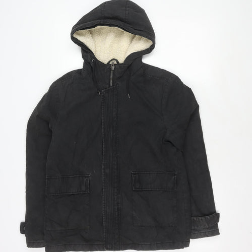 Topman Men's XS Black Hooded Jacket, Winter Casual