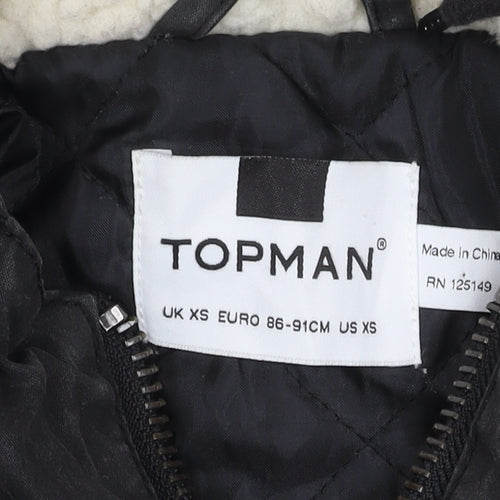 Topman Men's XS Black Hooded Jacket, Winter Casual