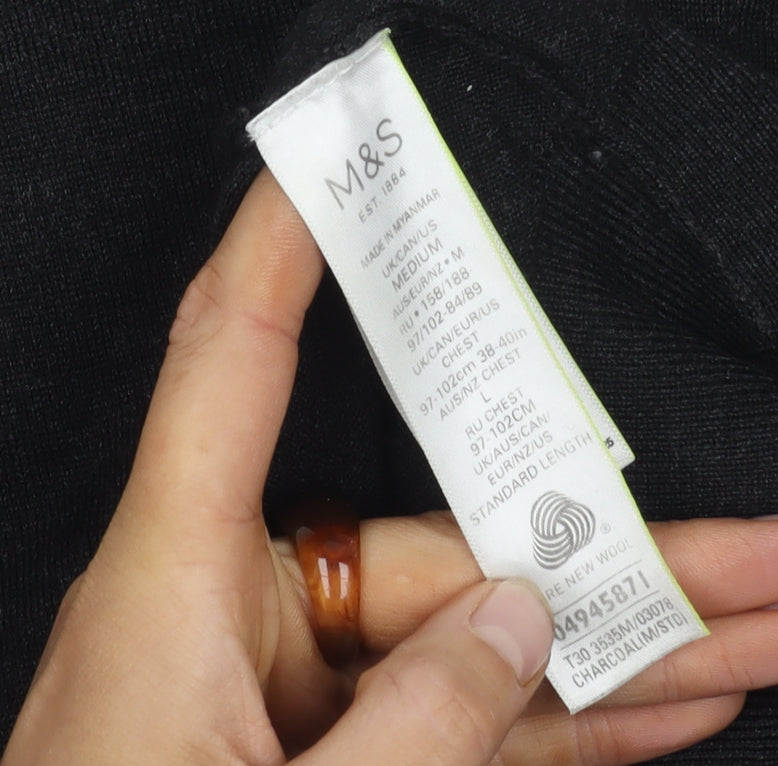 Marks and Spencer Men's Black Merino Wool Pullover M