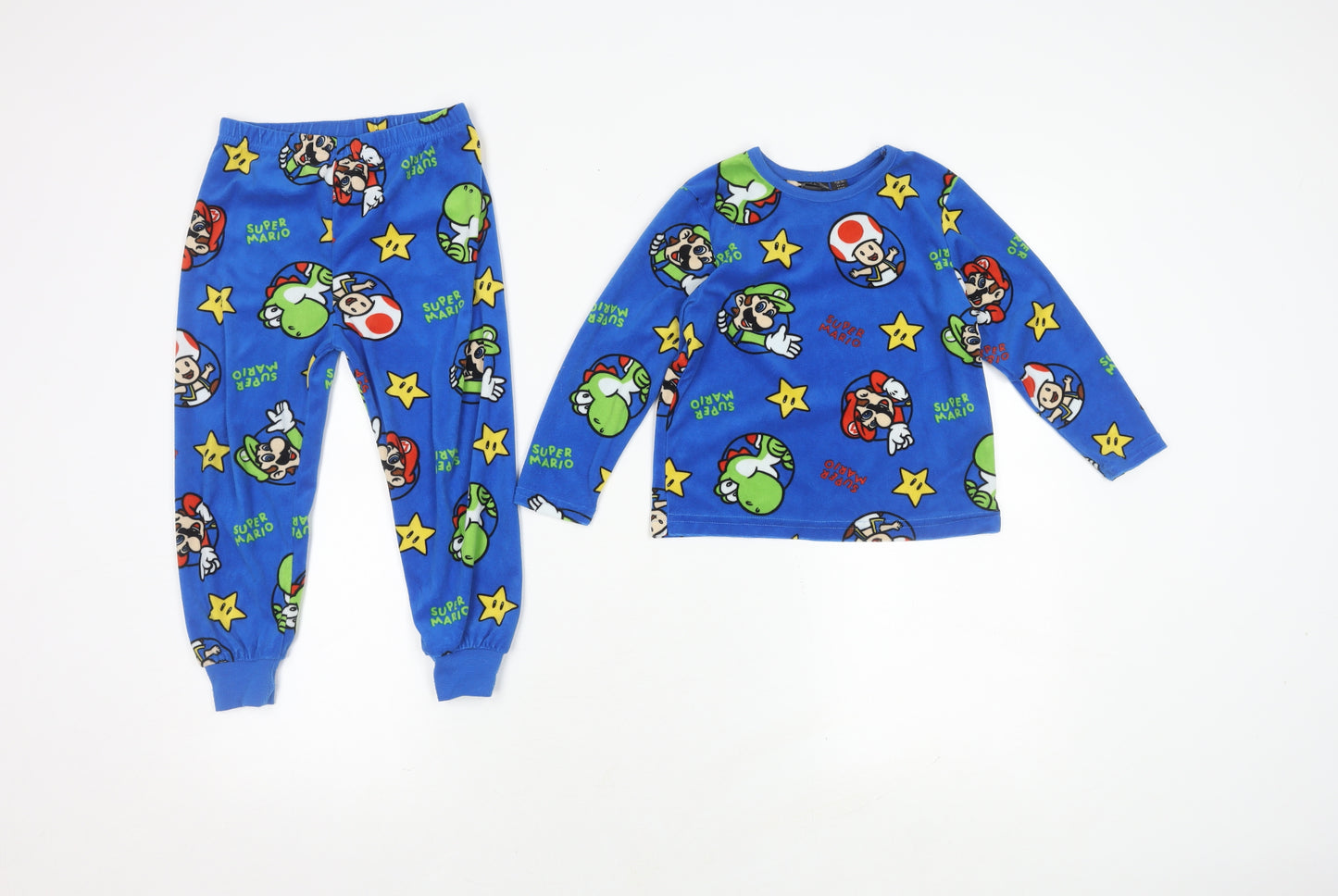 Boys Blue Super Mario Pyjama Set, 3-4 Years, Lightweight Fleece
