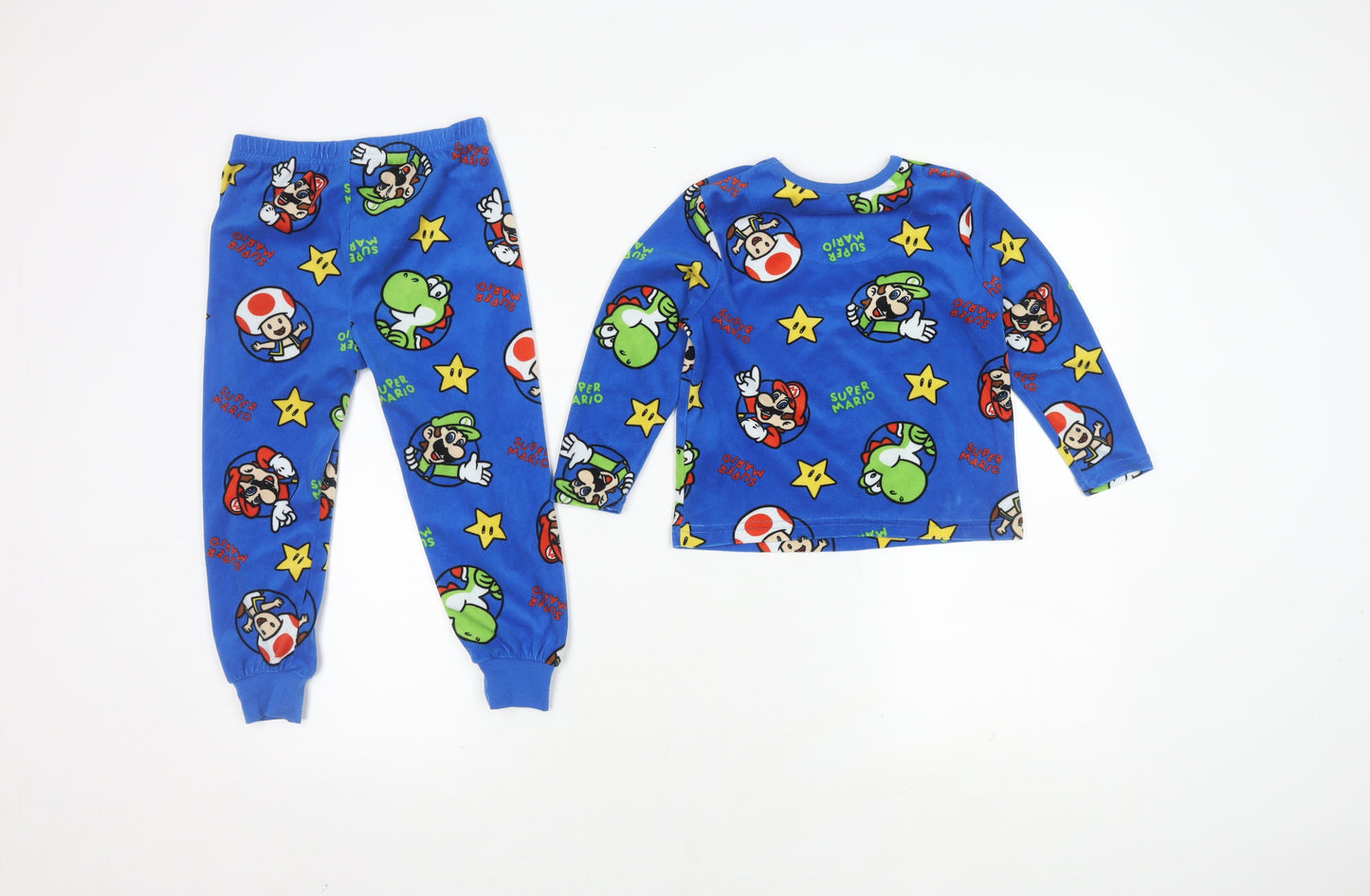 Boys Blue Super Mario Pyjama Set, 3-4 Years, Lightweight Fleece