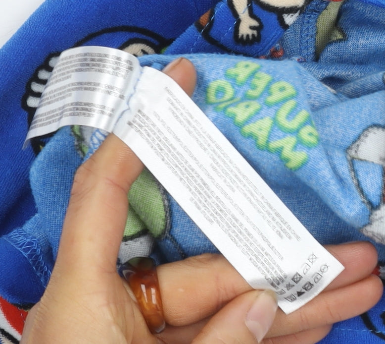 Boys Blue Super Mario Pyjama Set, 3-4 Years, Lightweight Fleece