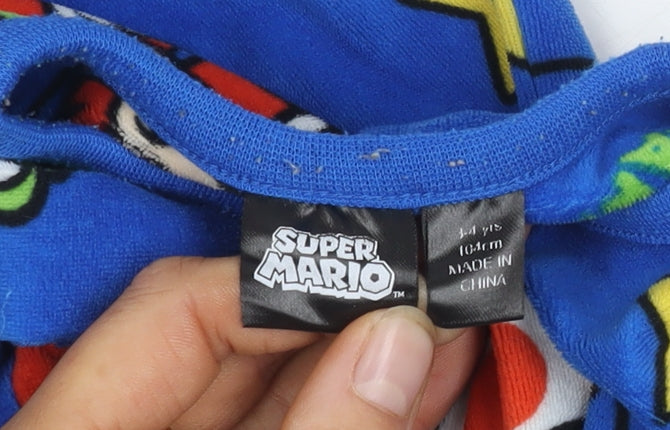 Boys Blue Super Mario Pyjama Set, 3-4 Years, Lightweight Fleece