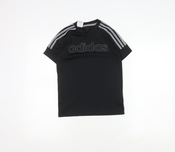 Adidas Boys Black T-Shirt 9-10 Years Gym Jersey Top
